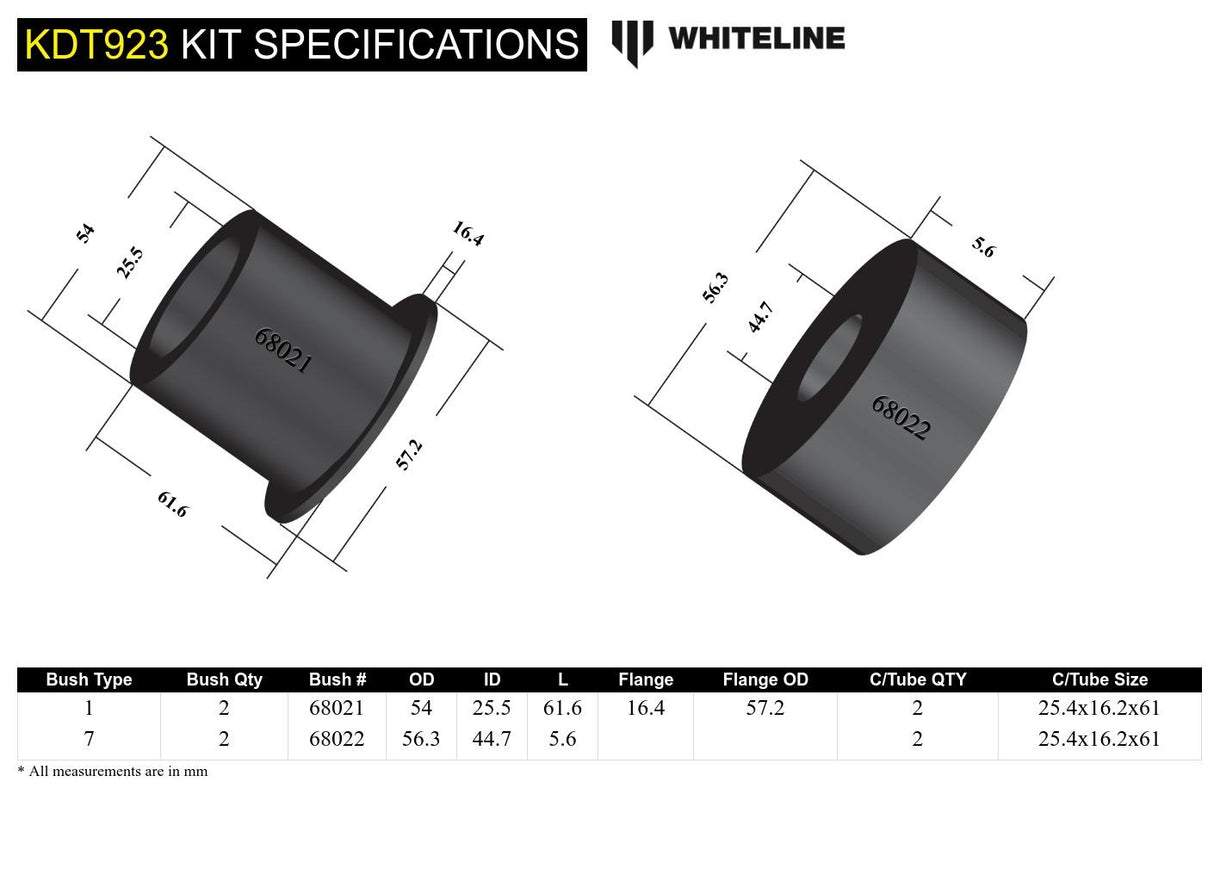 Whiteline Rear Differential Outrigger Bushing Kit - 2013+ Subaru BRZ - product image 5