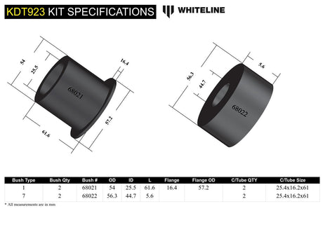 Whiteline Rear Differential Outrigger Bushing Kit - 2013+ Subaru BRZ - product image 5