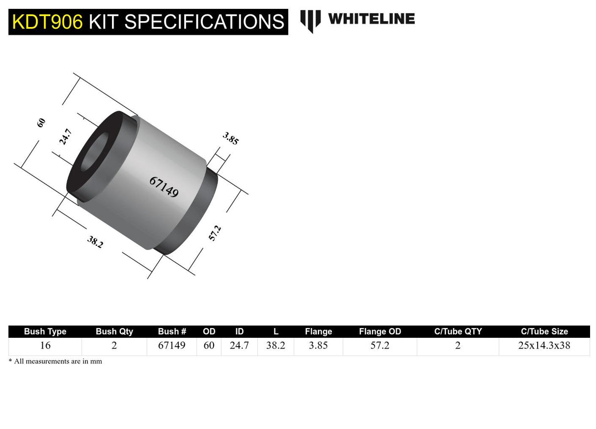 Whiteline Rear Differential Cradle Bushing Kit - Subaru - product image 6