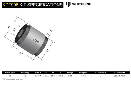 Whiteline Rear Differential Cradle Bushing Kit - Subaru - product image 6