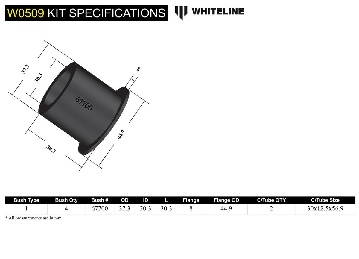 Whiteline Front Lower Control Arm Rear Bushing Kit - 2013+ Subaru BRZ - product image 5