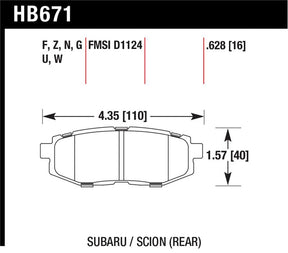 Hawk Performance Performance Ceramic Rear Street Brake Pads - 2011-2019 Subaru Legacy