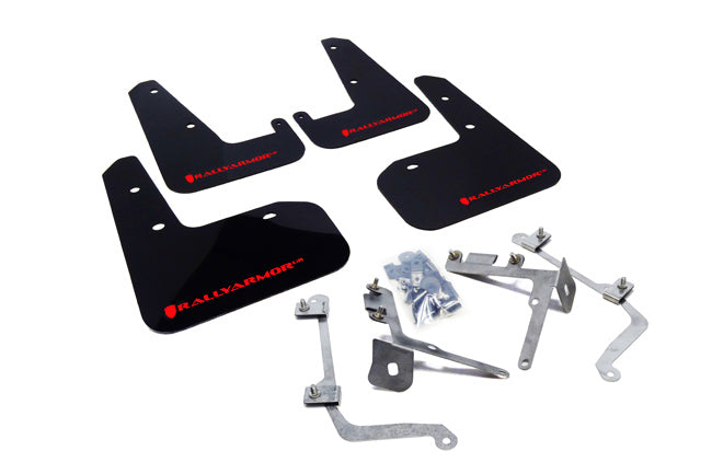 Rally Armor 2011-14 Subaru STI & WRX Sedan Black UR Mud Flap Red Logo mud flap set
