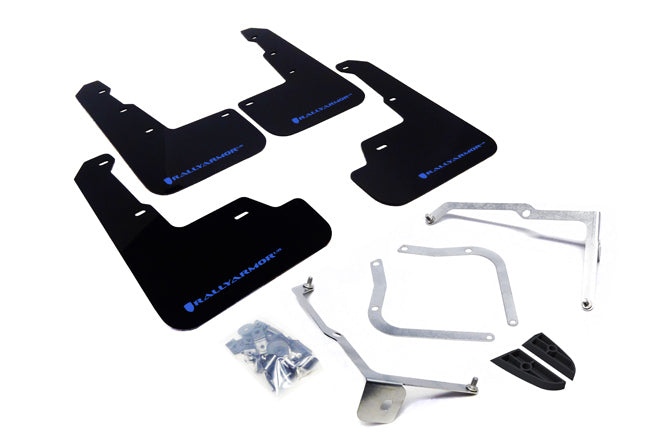 Rally Armor 2015-21 Subaru WRX & STI Black UR Mud Flap Light (Hyper) Blue Logo mud flap set