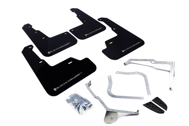 Rally Armor 2015-21 Subaru WRX & STI Black UR Mud Flap Silver Logo mud flap set