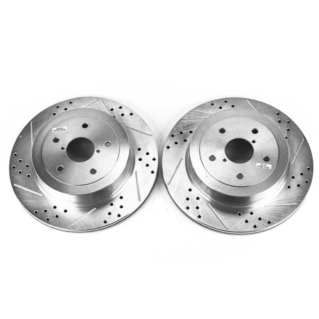 PowerStop Rear Evolution Drilled & Slotted Rotors - Pair - 2005-2007 Subaru Impreza