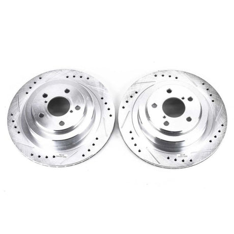 PowerStop Rear Evolution Drilled & Slotted Rotors - Pair - 2006-2007 Subaru Impreza
