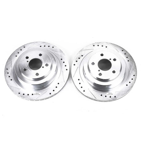PowerStop Rear Evolution Drilled & Slotted Rotors - Pair - 2006-2007 Subaru Impreza