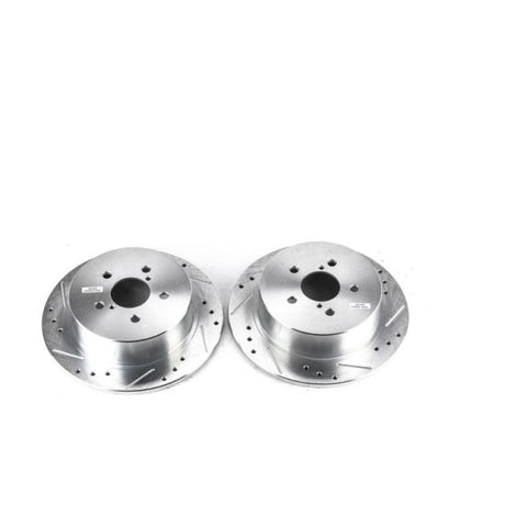 PowerStop Rear Evolution Drilled & Slotted Rotors - Pair - 2005-2009 Subaru Legacy