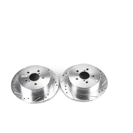 PowerStop Rear Evolution Drilled & Slotted Rotors - Pair - 2005-2009 Subaru Legacy