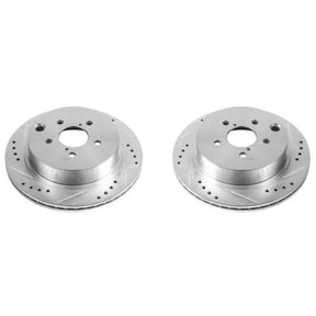 PowerStop Rear Evolution Drilled & Slotted Rotors - Pair - 2014-2018 Subaru Forester