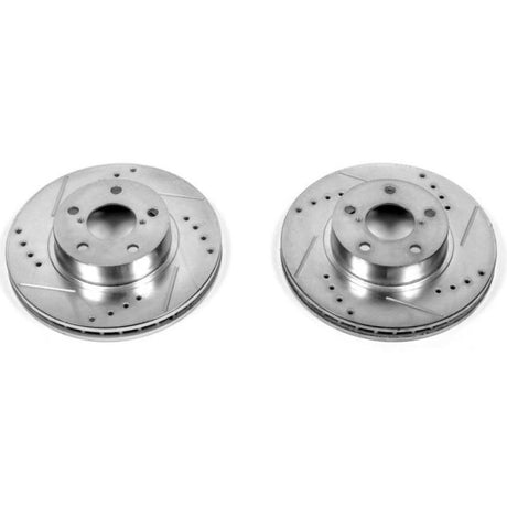 PowerStop Front Evolution Drilled & Slotted Rotors - Pair - 1993-2001 Subaru Impreza