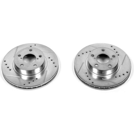 PowerStop Front Evolution Drilled & Slotted Rotors - Pair - 1993-2001 Subaru Impreza