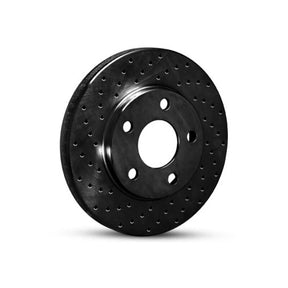 R1 Concepts Front Left Drilled Black Brake Rotor - 1993-2001 Subaru Impreza