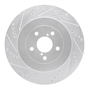 R1 Concepts Rear Left Drilled & Slotted Brake Rotor - 2003-2004 Subaru Impreza