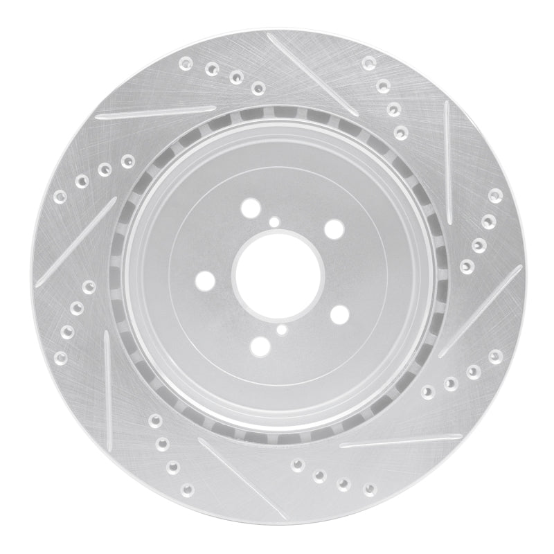 R1 Concepts Rear Left Drilled & Slotted Brake Rotor - 2003-2004 Subaru Impreza