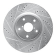 R1 Concepts Front Left Drilled & Slotted Silver Brake Rotor - 2005-2020 Subaru Impreza