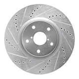 R1 Concepts Front Left Drilled & Slotted Silver Brake Rotor - 2005-2020 Subaru Impreza