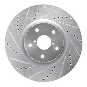 R1 Concepts Front Left Drilled & Slotted Silver Brake Rotor - 2005-2020 Subaru Impreza