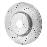 R1 Concepts Front Left Drilled & Slotted Silver Brake Rotor - 2005-2020 Subaru Impreza