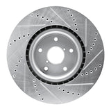 R1 Concepts Front Left Drilled & Slotted Silver Brake Rotor - 2005-2020 Subaru Impreza