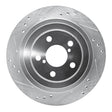R1 Concepts Rear Left Drilled & Slotted Silver Brake Rotor - 2005-2009 Subaru Impreza