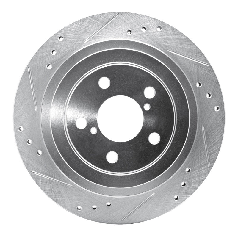 R1 Concepts Rear Left Drilled & Slotted Silver Brake Rotor - 2005-2009 Subaru Impreza