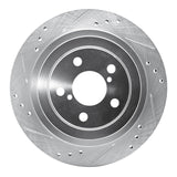 R1 Concepts Rear Left Drilled & Slotted Silver Brake Rotor - 2005-2009 Subaru Impreza