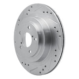 R1 Concepts Rear Left Drilled & Slotted Silver Brake Rotor - 2005-2009 Subaru Impreza