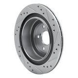 R1 Concepts Rear Left Drilled & Slotted Silver Brake Rotor - 2005-2009 Subaru Impreza