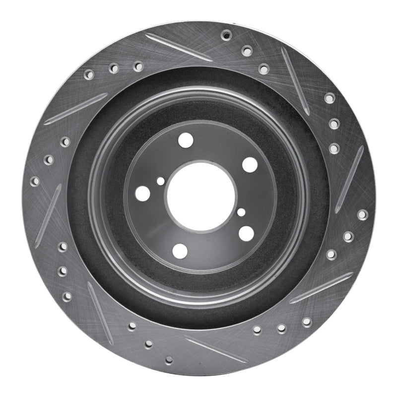 R1 Concepts Rear Left Drilled & Slotted Silver Brake Rotor - 2005-2009 Subaru Impreza