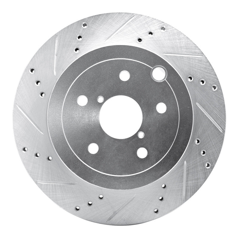 R1 Concepts Rear Left Drilled & Slotted Silver Brake Rotor - 2008-2020 Subaru Impreza
