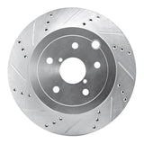 R1 Concepts Rear Left Drilled & Slotted Silver Brake Rotor - 2008-2020 Subaru Impreza