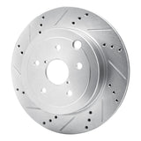 R1 Concepts Rear Left Drilled & Slotted Silver Brake Rotor - 2008-2020 Subaru Impreza