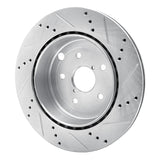 R1 Concepts Rear Left Drilled & Slotted Silver Brake Rotor - 2008-2020 Subaru Impreza