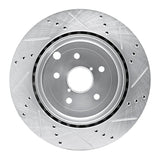 R1 Concepts Rear Left Drilled & Slotted Silver Brake Rotor - 2008-2020 Subaru Impreza