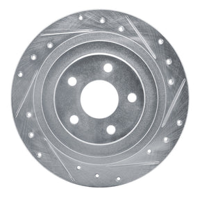 R1 Concepts Rear Right Drilled & Slotted Silver Brake Rotor - 2000-2006 Subaru Legacy