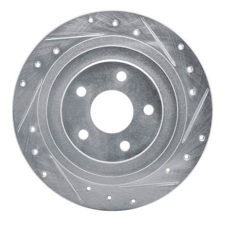 R1 Concepts Rear Right Drilled & Slotted Silver Brake Rotor - 2000-2006 Subaru Legacy