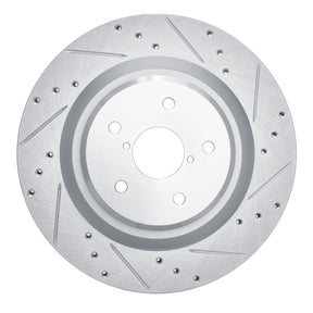 R1 Concepts Rear Right Drilled & Slotted Silver Brake Rotor - 2019-2025 Subaru Ascent