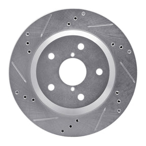 R1 Concepts Rear Left Drilled & Slotted Silver Brake Rotor - 2019-2025 Subaru Impreza