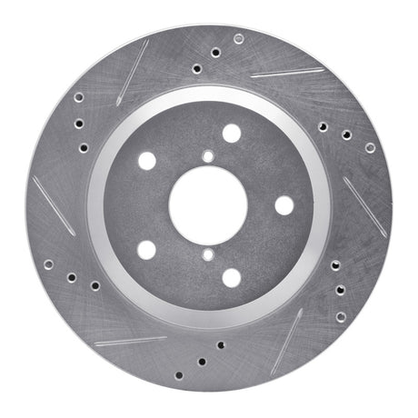 R1 Concepts Rear Left Drilled & Slotted Silver Brake Rotor - 2019-2025 Subaru Impreza