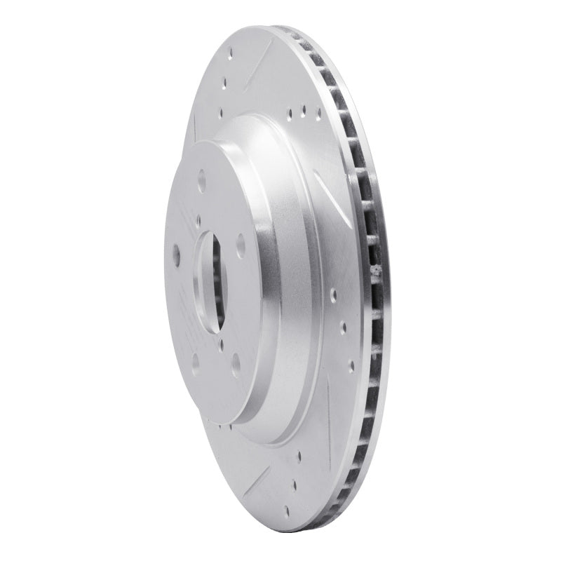 R1 Concepts Rear Left Drilled & Slotted Silver Brake Rotor - 2019-2025 Subaru Impreza