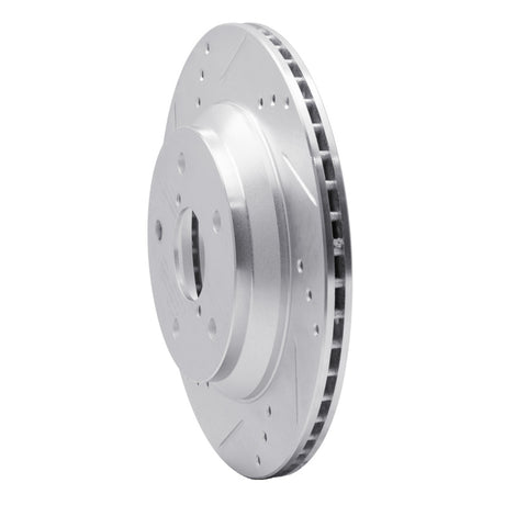 R1 Concepts Rear Left Drilled & Slotted Silver Brake Rotor - 2019-2025 Subaru Impreza
