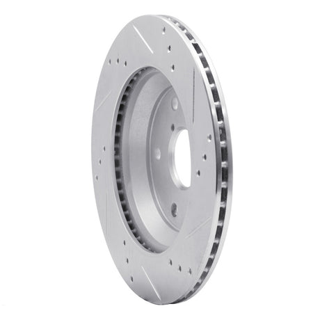 R1 Concepts Rear Left Drilled & Slotted Silver Brake Rotor - 2019-2025 Subaru Impreza