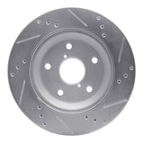 R1 Concepts Rear Left Drilled & Slotted Silver Brake Rotor - 2019-2025 Subaru Impreza