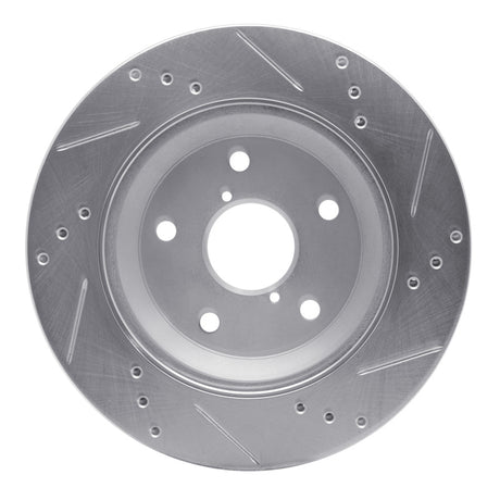 R1 Concepts Rear Left Drilled & Slotted Silver Brake Rotor - 2019-2025 Subaru Impreza