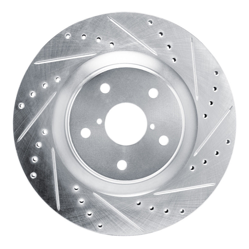 R1 Concepts Front Right Drilled & Slotted Silver Brake Rotor - 2020-2025 Subaru Impreza
