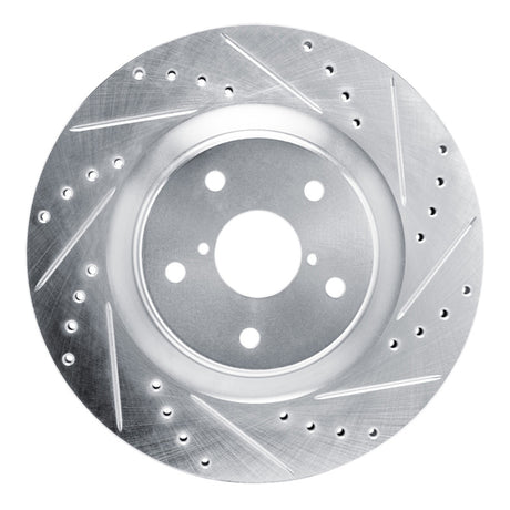 R1 Concepts Front Right Drilled & Slotted Silver Brake Rotor - 2020-2025 Subaru Impreza
