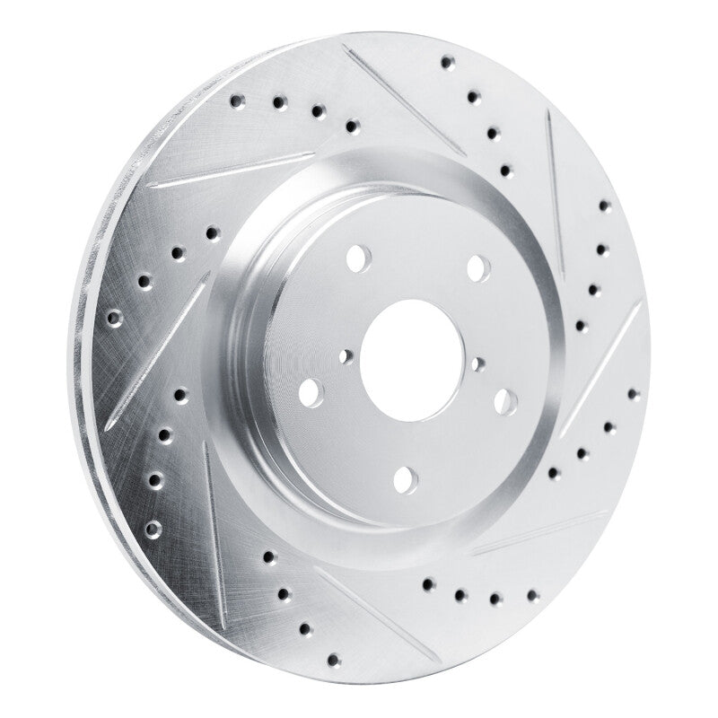 R1 Concepts Front Right Drilled & Slotted Silver Brake Rotor - 2020-2025 Subaru Impreza