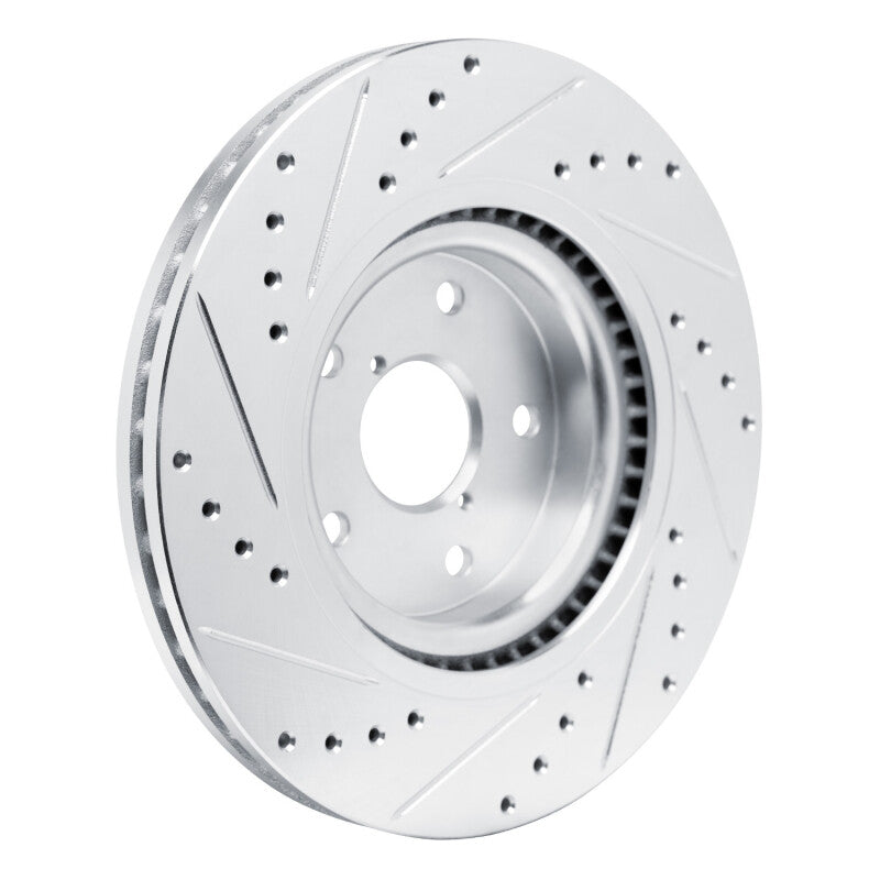 R1 Concepts Front Right Drilled & Slotted Silver Brake Rotor - 2020-2025 Subaru Impreza